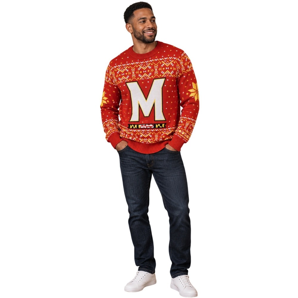 Maryland Terrapins Campus Specialties Ugly Christmas Sweater Mens XL Red NCAA